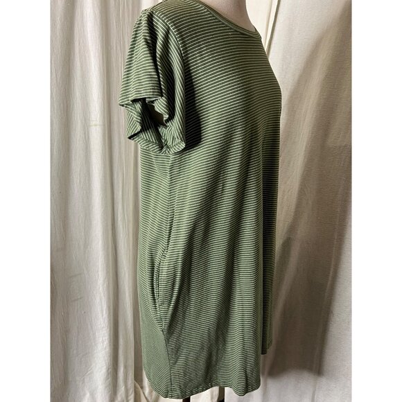 Terra & Sky Women's Striped Green OX (14W) T-Shirt Dress Mini Boho - Picture 4 of 10